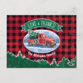  Red Truck Love & Bedankt Holiday Briefkaart (Voorkant)
