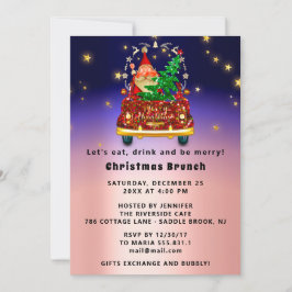 Red Truck Merry Christmas Tree Brunch Dinner Rose Kaart