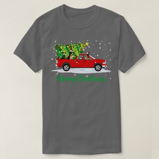 Red Truck Merry Christmas Tree German Shepherd Chr T-shirt (Design voorkant)