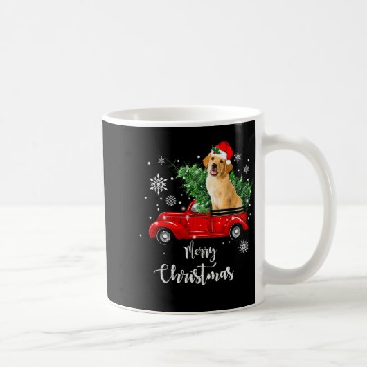 Red Truck Merry Christmas Tree Golden Retriever Ch Koffiemok (Rechts)