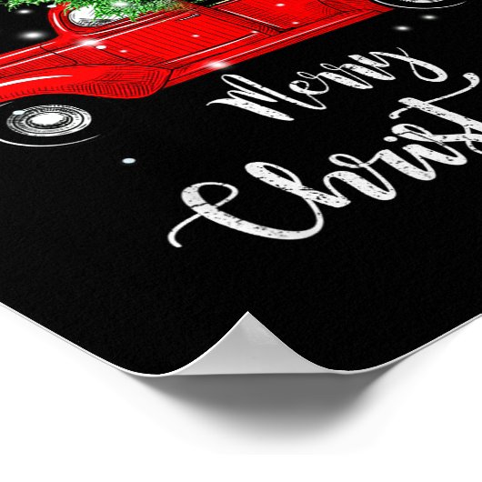 Red Truck Merry Christmas Tree Golden Retriever Ch Poster (Hoek)