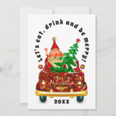 Red Truck Merry kerst Brunch Dinner Santa Kaart (Achterkant)