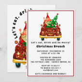 Red Truck Merry kerst Brunch Dinner Santa Kaart (Voorkant / Achterkant)