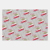 Red Truck Merry kerst Grey Wrapping Paper (Voorkant)