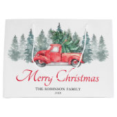 Red Truck Merry kerst Groot Cadeauzakje (Voorkant)