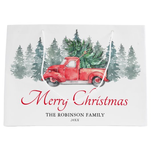 Red Truck Merry kerst Groot Cadeauzakje (Voorkant)