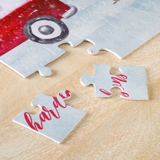 Red Truck Merry kerst Legpuzzel (Zijkant)