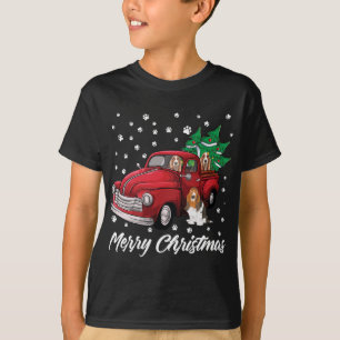 Red Truck Merry kerstboom Basset Hond Christus T-shirt