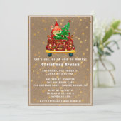 Red Truck Merry kerstboom Brunch Dinner Rusti Kaart (Staand voorkant)