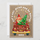 Red Truck Merry kerstboom Brunch Dinner Rusti Kaart (Achterkant)