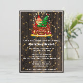 Red Truck Merry kerstboom Brunch Dinner Wood Kaart (Staand voorkant)