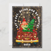 Red Truck Merry kerstboom Brunch Dinner Wood Kaart (Achterkant)