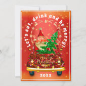 Red Truck Merry kerstboom Brunch Rood Kaart (Achterkant)