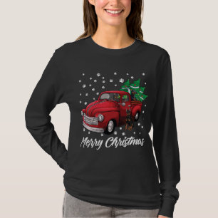 Red Truck Merry-kerstboom Doberman Kerstmis T-shirt