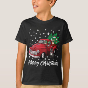 Red Truck Merry kerstboom, Franse Bulldog Chri T-shirt