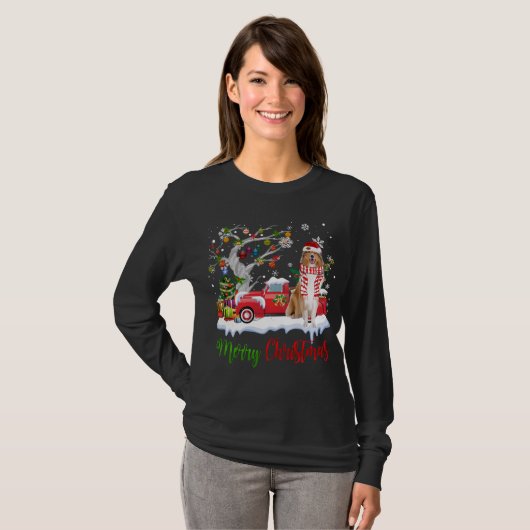 Red Truck Merry kerstboom Rough Collie Pajama T-shirt (Voorkant volledig)