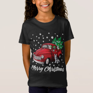 Red Truck Merry kerstboom Siberian Husky Dog T-shirt