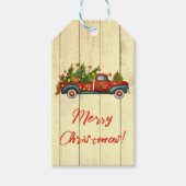  Red Truck Merry kerstboomgroet Cadeaulabel (Voorkant)