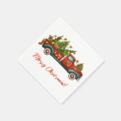 Red Truck Merry kerstboomgroet Servet (Hoek)