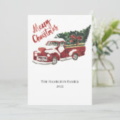 Red Truck Merry kerstfeestay Kaart (Staand voorkant)