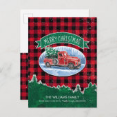  Red Truck Merry Kerstfeestdag Aankondigingskaart (Voorkant / Achterkant)