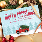  Red Truck Merry-kerstfoto Feestdagenkaart