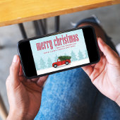  Red Truck Merry-kerstfoto Feestdagenkaart