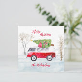 Red Truck Merry kerstKaart (Staand voorkant)