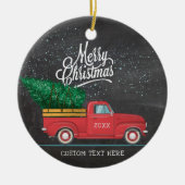  Red Truck Merry Kerstmis Aangepast tekstjaar Keramisch Ornament (Voorkant)