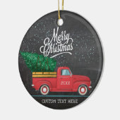  Red Truck Merry Kerstmis Aangepast tekstjaar Keramisch Ornament (Links)