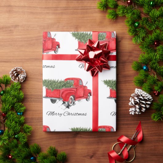 Red Truck Merry Kerstmis Holiday Cadeaupapier (Feestdagen Geschenken)