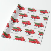 Red Truck Merry Kerstmis Holiday Cadeaupapier (Uitgerold)