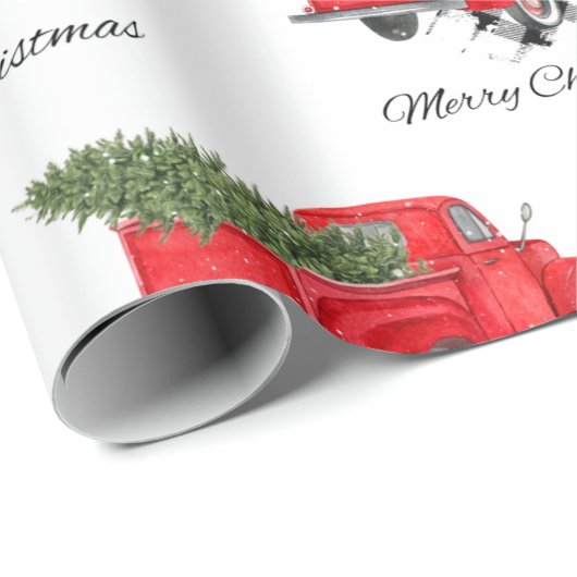 Red Truck Merry Kerstmis Holiday Cadeaupapier (Rol Hoek)