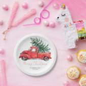  Red Truck Merry Kerstparty Papieren Bordje (Feest)