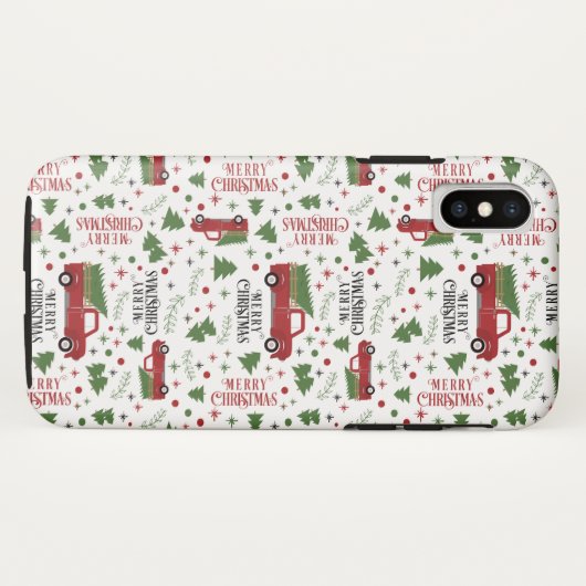 Red Truck Merry-kerstpatroon Case-Mate iPhone Case (Achterkant (horizontaal))