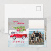 Red Truck Merry Kerstry One Foto Feestdagenkaart (Voorkant / Achterkant)