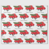 Red Truck Merry Prettige feestdagen Xmas Cadeaupapier (Vlak)