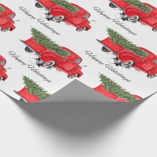 Red Truck Merry Prettige feestdagen Xmas Cadeaupapier (Hoek)