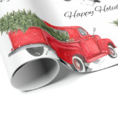 Red Truck Merry Prettige feestdagen Xmas Cadeaupapier (Rol Hoek)