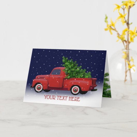  Red Truck met kerstboom Kaart (Gele Bloem)