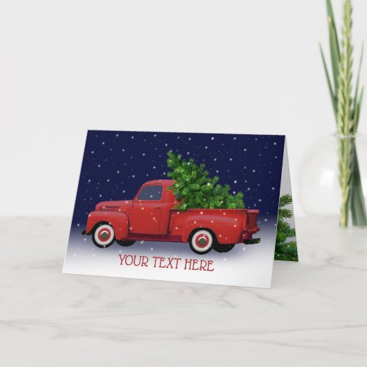 Red Truck met kerstboom Kaart (Voorkant)