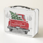  Red Truck met kerstboom Voeg naam toe (Achterkant)