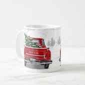 Red Truck met kerstboom Voeg naam toe Koffiemok (Voorkant links)