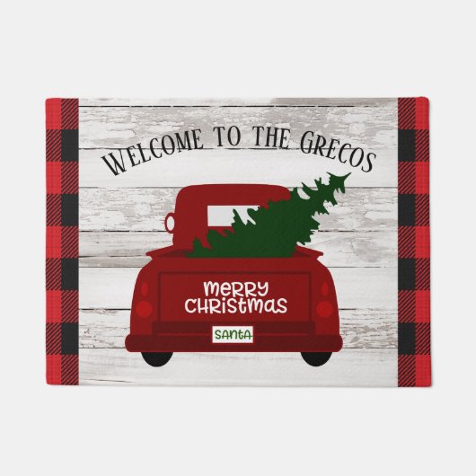 Red Truck met kerstboom Welkom Mat (Voorkant)