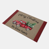 Red Truck met kerstboom Welkom Mat (Schuin)