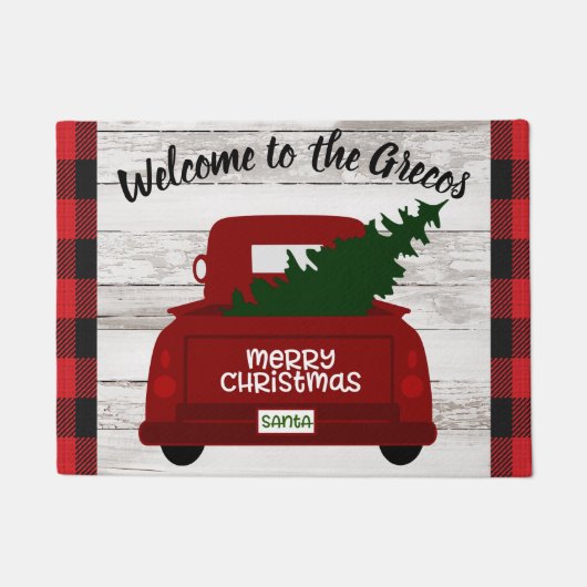 Red Truck met kerstboom Welkom Mat (Voorkant)
