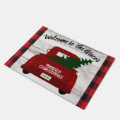 Red Truck met kerstboom Welkom Mat (Schuin)