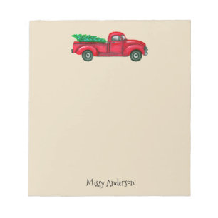  Red Truck met kerstboomlaptop Notitieblok