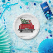  Red Truck met kerstboomnaam Papieren Bordje (Feest)