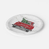  Red Truck met kerstboomnaam Papieren Bordje (Gekanteld)